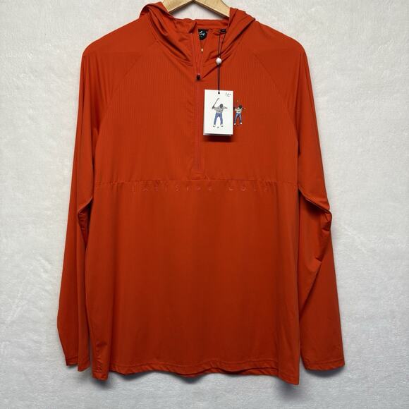 Eastside Golf UV Lightweight 1/4 Zip Hoodie Tangerine Orange Mens Size S NWT - Picture 2 of 15